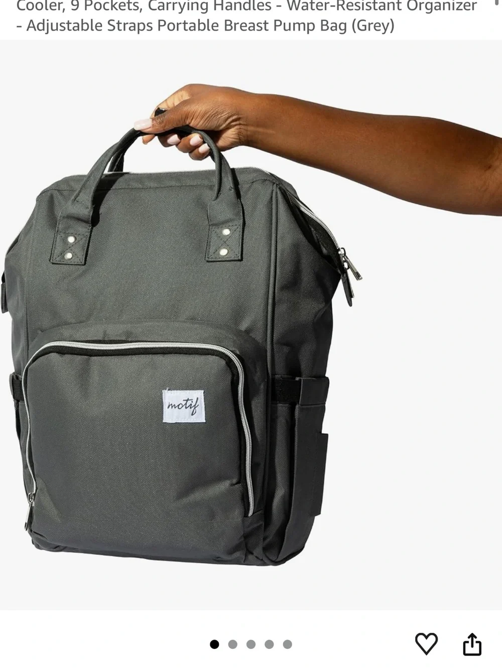 Motif Dark Gray Baby Bag Backpack - Versatile Diaper Bag